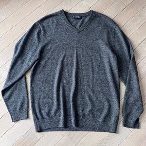 🧥Hart Schaffner Marx Extra Fine 100% Merino Wool Pullover Men's L Gray Heather